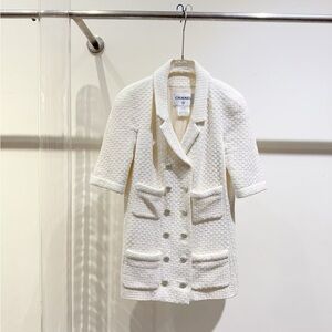 Authentic Chanel Women's Cream Textured Blazer